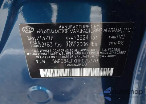 2017 Hyundai Elantra Se из США, поврежденный, VIN 5NPD84LFXHH075370